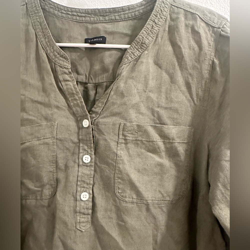 SIDE BUTTON LINEN BAND COLLAR POPOVER - Picture 4 of 9